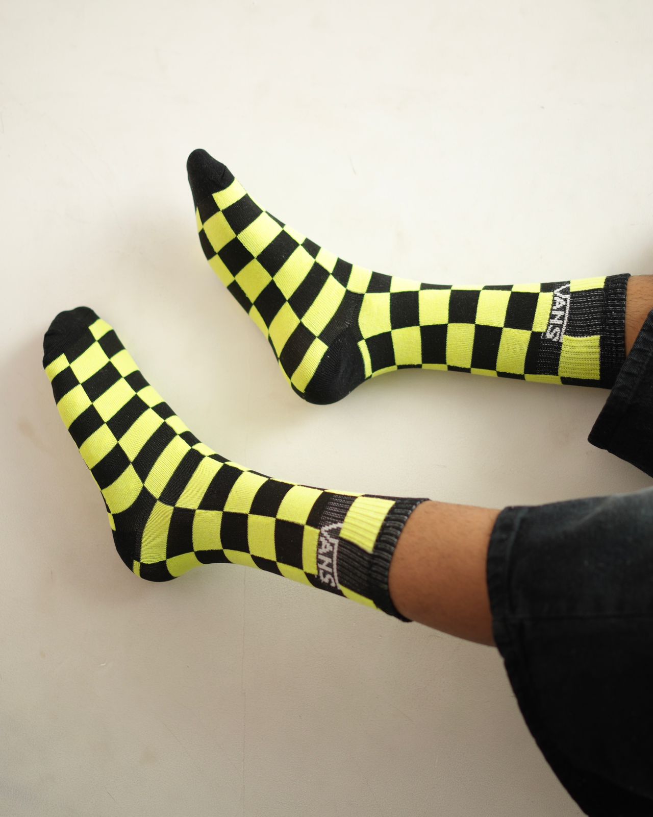 Lime Punch Checkered Crew Socks